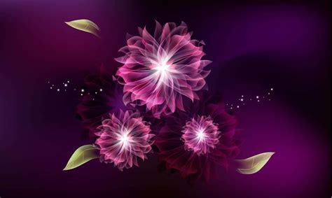 Download Glowing Abstract Flowers Purple Background Wallpaper