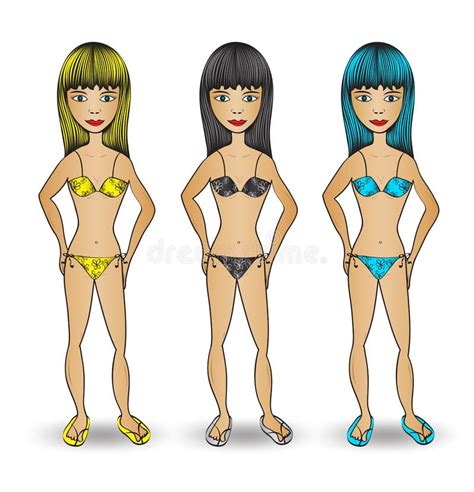 Schöne Junge Frauen Im Bikini Vector Illustration Sexy Mädchen Der