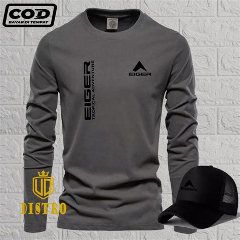 Cod Beli Baju Gratis Topi Kaos Distro Dewasa Lengan Panjang Eiger