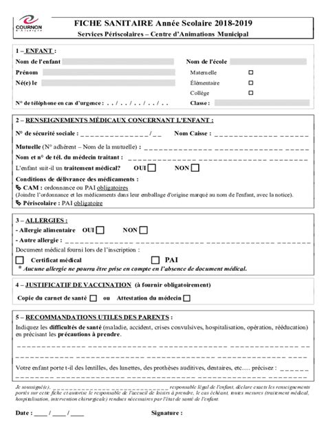 Remplissable En Ligne FICHE SANITAIRE DE LIAISON Mantes La Jolie Fax