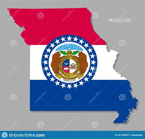 Map of Missouri USA Federal State with Flag Inside Stock Vector ...