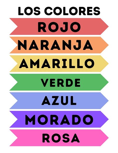 Free Printable Spanish Colors Charts For Kids