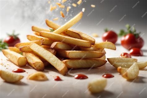 Premium AI Image | Golden French fries potatoes on light background