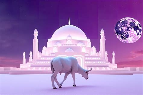 Premium AI Image | A goat stand in front of mosque