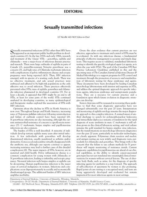 Pdf Sexually Transmitted Infections