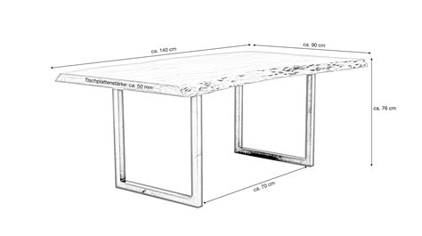 Esstisch Baumkantentisch 140 X 90 Cm Akazie Lackiert Massiv TICO