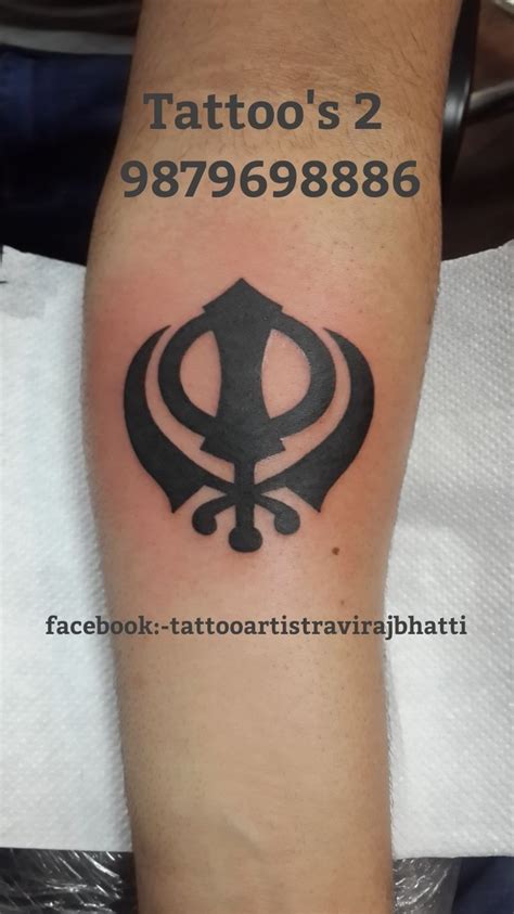 Khanda Black Religioussymbol Tattoos Ravirajbhatti In Tattoo