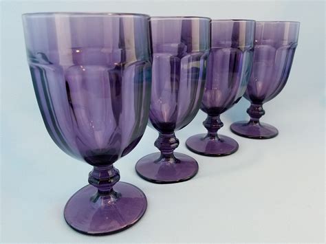 Gibraltar Violet Water Goblets By Libbey Glass Company Set Of 4