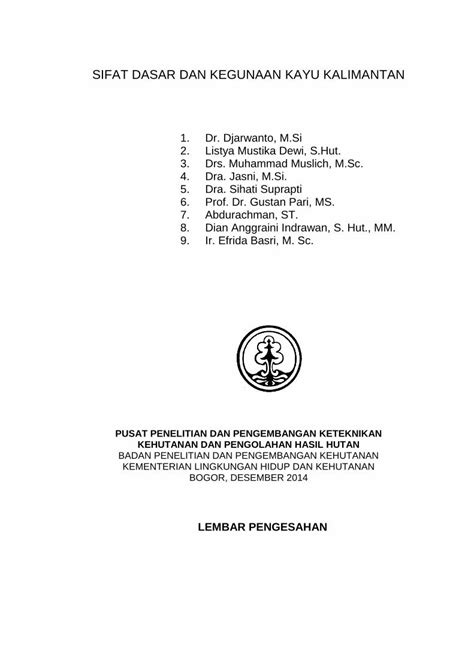 Pdf Sifat Dasar Dan Kegunaan Kayu Kalimantandatabase Forda Mof Org