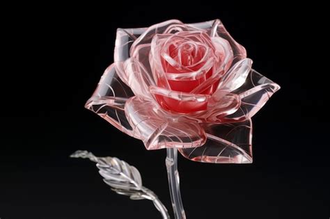 D Rendering Of Glass Rose Ai Generated Image