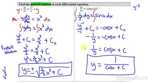 Calculus Ab Bc 7 6 General Solutions Using Separation Of Variables