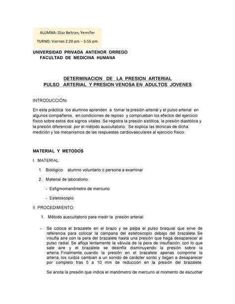 Informe Fisio Log A Semana Pdf Universidad Privada Antenor Orrego