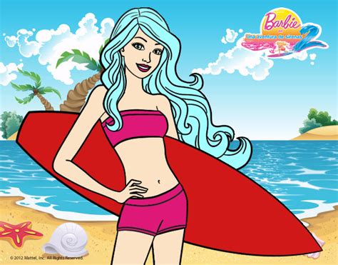 Dibujo De Barbie Con Tabla De Surf Pintado Por En Dibujos Net El D A