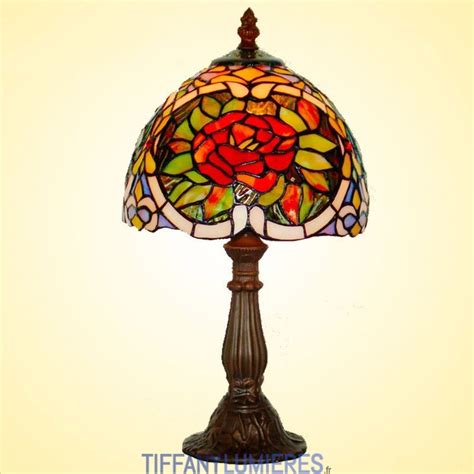 Lampe De Table En Vitrail Rose Tiffany De Cm France