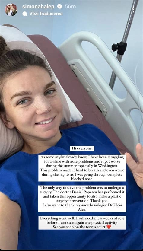 Simona Halep Prima Imagine Dup Rinoplastie Ce A Transmis Sportiva De