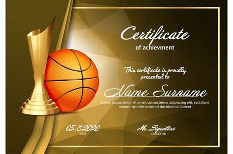 Basketball Certificate Diploma With Certificate Basketball