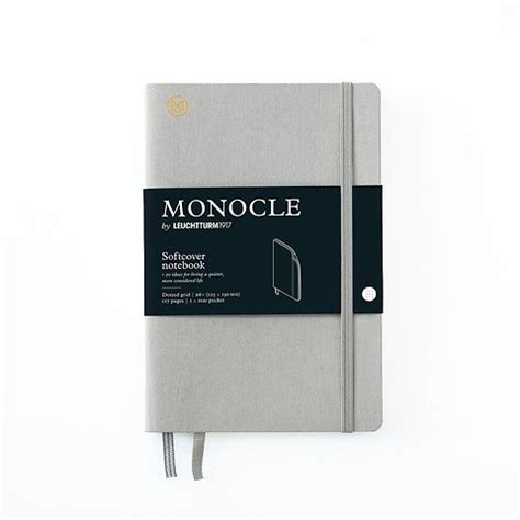 Notebook B Monocle Softcover Numbered Pages Light Grey Dotted