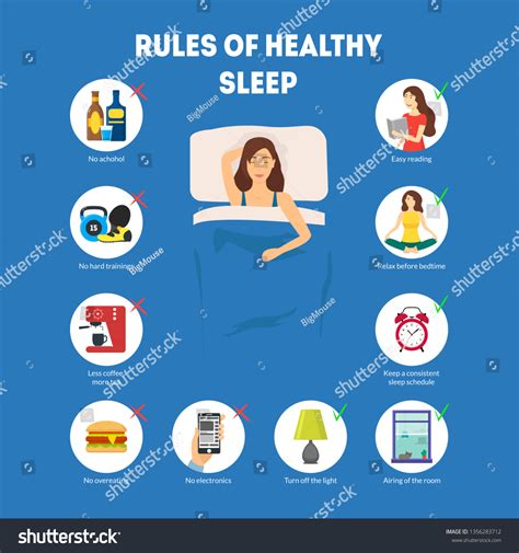 Cartoon Rules Healthy Sleep Infographics Concept Stock Vector Royalty