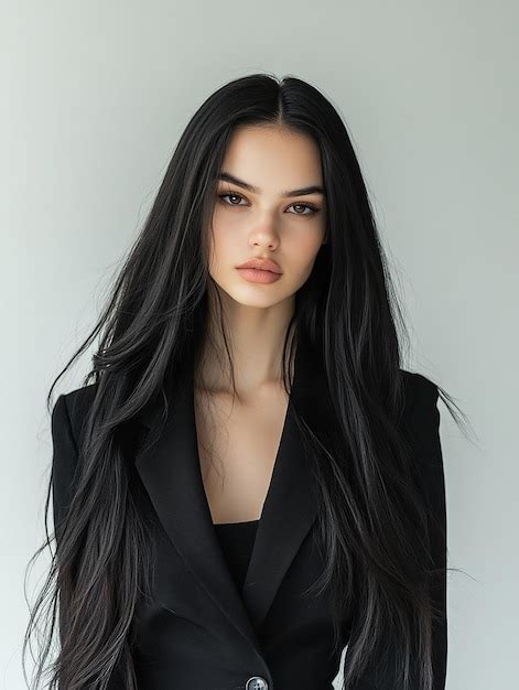 Una mujer con cabello largo y negro está posando para una foto Imagen