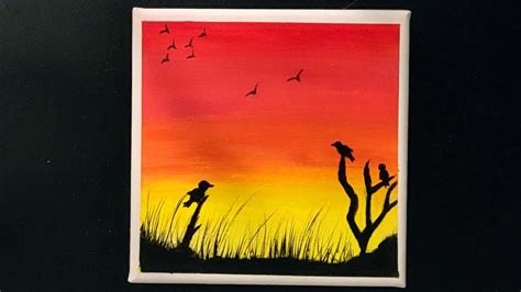 Simple Sunset Painting For Beginners | Easy Acrylic Painting | Sunset ...