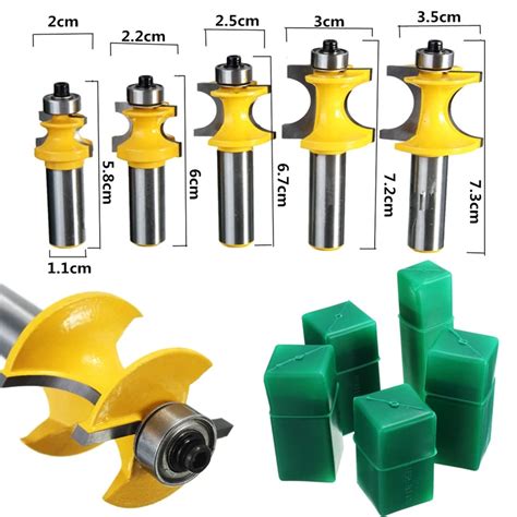 5pcs 1214 1258 Carbide Bullnose Router Bit Set C3 Carbide Tipped