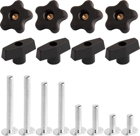 POWERTEC 71121 T Track Knob Kit W Threaded Knobs And 5 16 18 T Slot