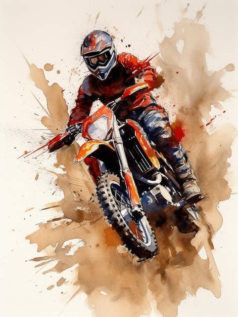 Premium Ai Image A Watercolor Painting Of A Dirt Bike Rider With