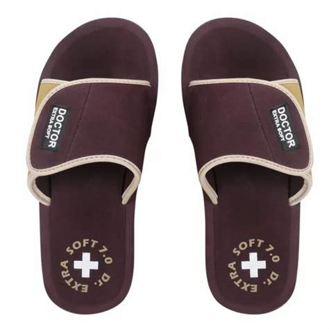 Brown Base Men Doctor Extra Soft Flip Flop Velcro Adjustable Strap