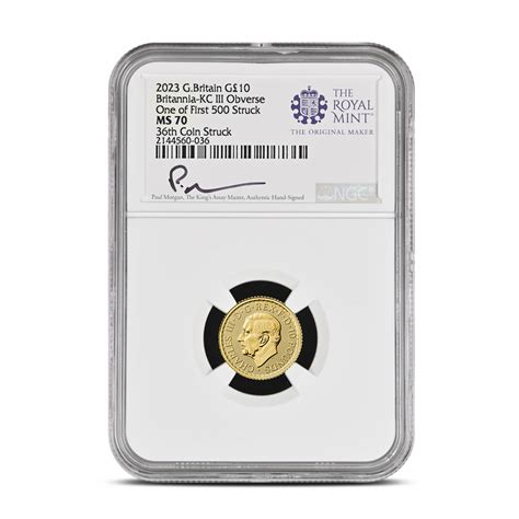 2023 British Britannia 1 10 Oz Gold Coin NGC MS70 First 500 Struck