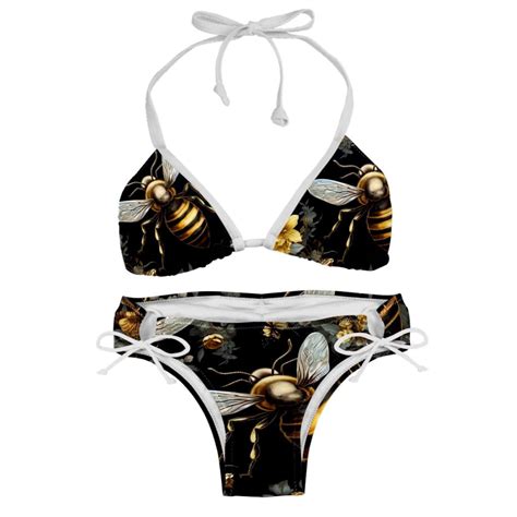 Honeybee Detachable Sponge Adjustable Strap Bikini Set Two Pack