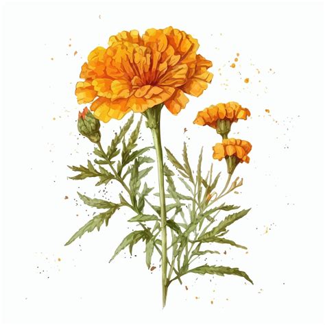 Premium Vector Hand Drawn Watercolor Marigold Flower Illustration