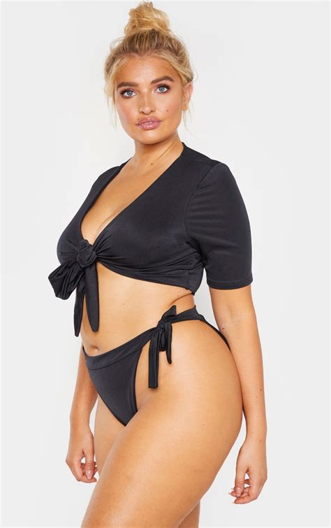 PLT Plus Bas de bikini noir à nouer sur les côtés PrettyLittleThing FR