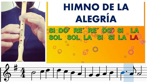 Himno De La AlegrÍa Con Notas Tutorial Flauta Con Notas Youtube