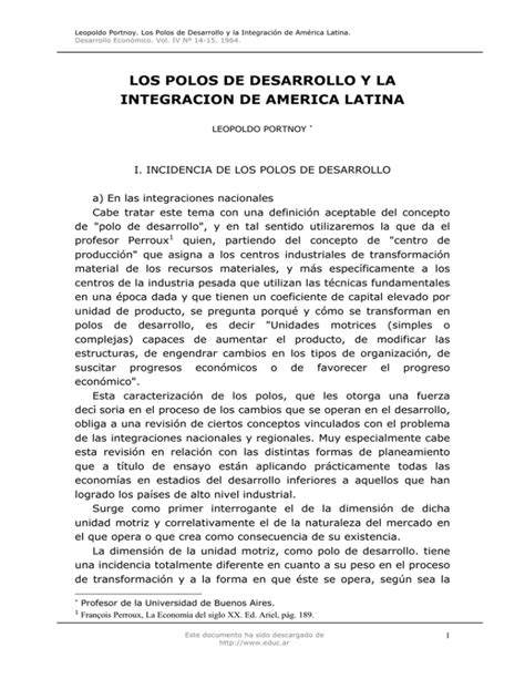 Los Polos De Desarrollo Y La Integracion De America