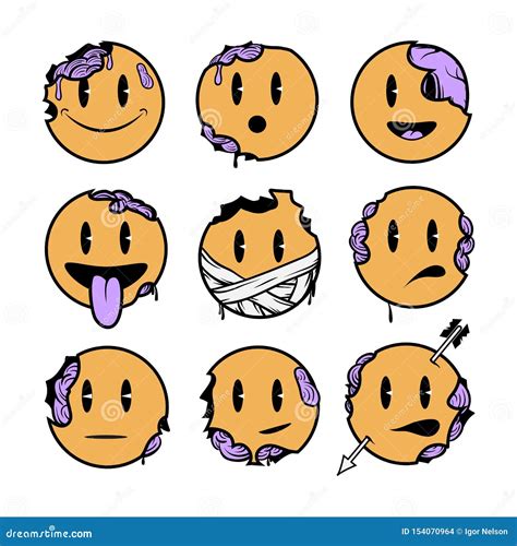 Conjunto De Emoticons Sistema De Emoji Ejemplo Aislado Del Vector En El