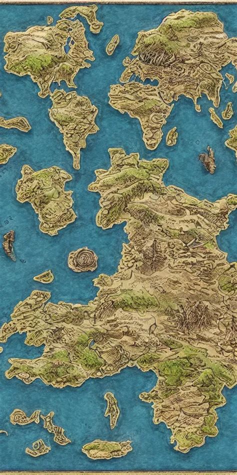 Fantasy Map Of A Continent With Diverse Terrain Stable Diffusion