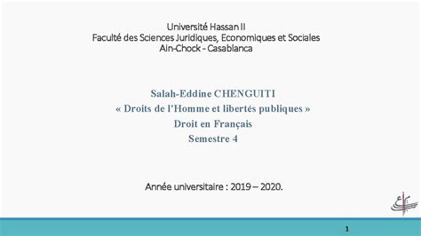 Universit Hassan II Facult Des Sciences Juridiques Economiques