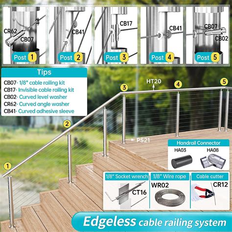 Muzata Paquete De Pasamanos Para Cables De X Pulgadas Acero