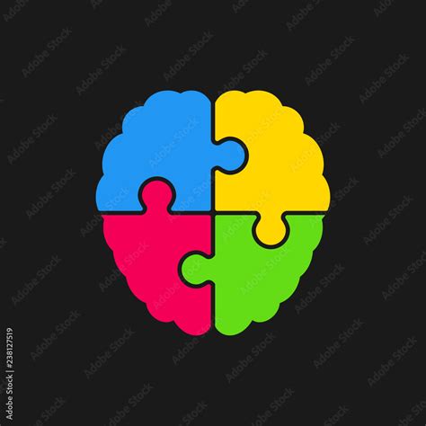 Puzzle Pieces Silhouette Brain Jigsaw Puzzle Brain Stock Vector | Adobe ...