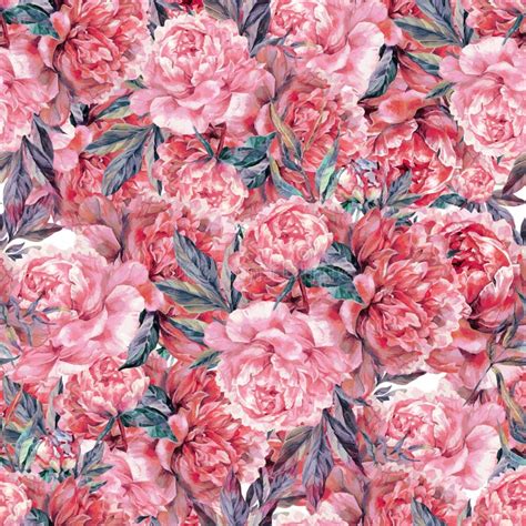 Vintage Floral Seamless Watercolor Pattern Stock Vector Illustration