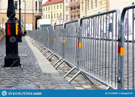 Galvanized Steel Barricade And Fence Of Connected Frames In Budapest At