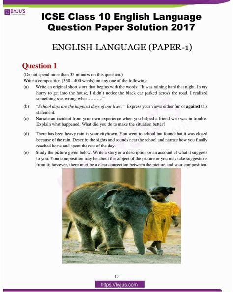 ICSE Class 10 English Language Question Paper Solution 2017 2023