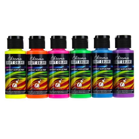 Chroma Acrylic Craft Paint Neon Set Of Oz Bottles Jerry S Artarama