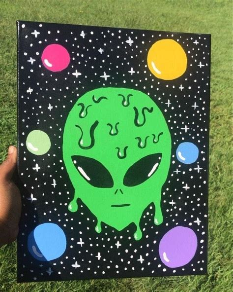 Trippy alien Acrylic Hand Painted Canvas Painting. | Alien painting ...