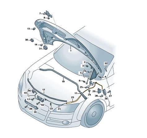 Hood Latch Release Cable Bonnet Line Rear Audi Tt