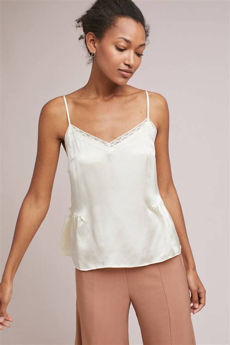 Gathered Silk Lace Cami Anthropologie 58 Lace Cami Cami Tops Silk Cami Top