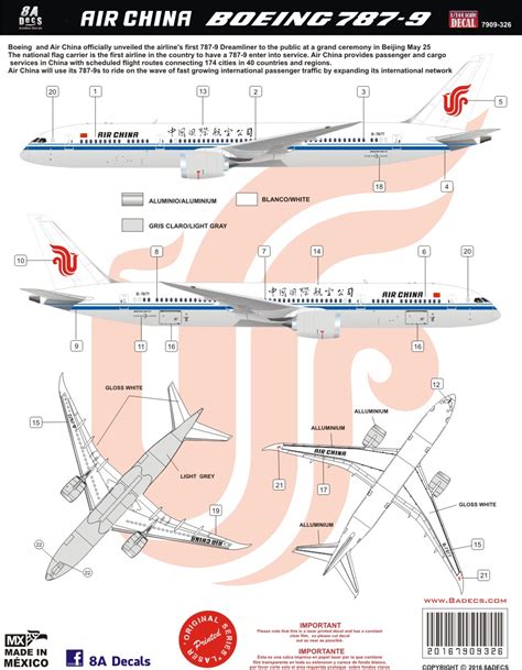 8aDecs Decals Catalogue Air China 787 9