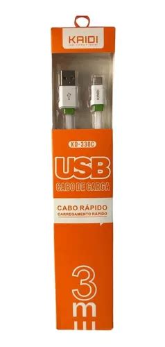 Cabo Reforçado Usb Kaidi Longo 3 Mts Carrega Rápido Oferta R 30 em