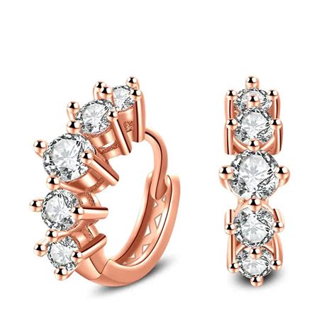 High End Zircon Stud Earrings For Women Earring Earings Rose Gold Color