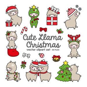 Premium Vector Clipart Kawaii Christmas Llamas Cute Christmas Llamas